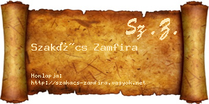 Szakács Zamfira névjegykártya